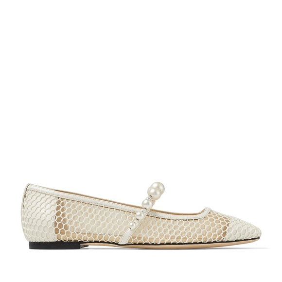 Like new JIMMY CHOO Ade Fishnet Ballet Flats 38.5 Mary Jane - Picture 2 of 12